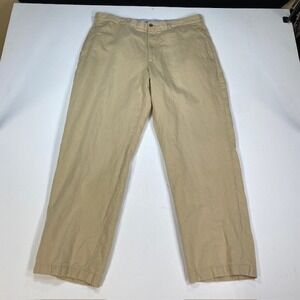Brooks Brothers Hudson Mens Khaki Cotton Linen Blend Dress Pants W38 L32 (36x30)